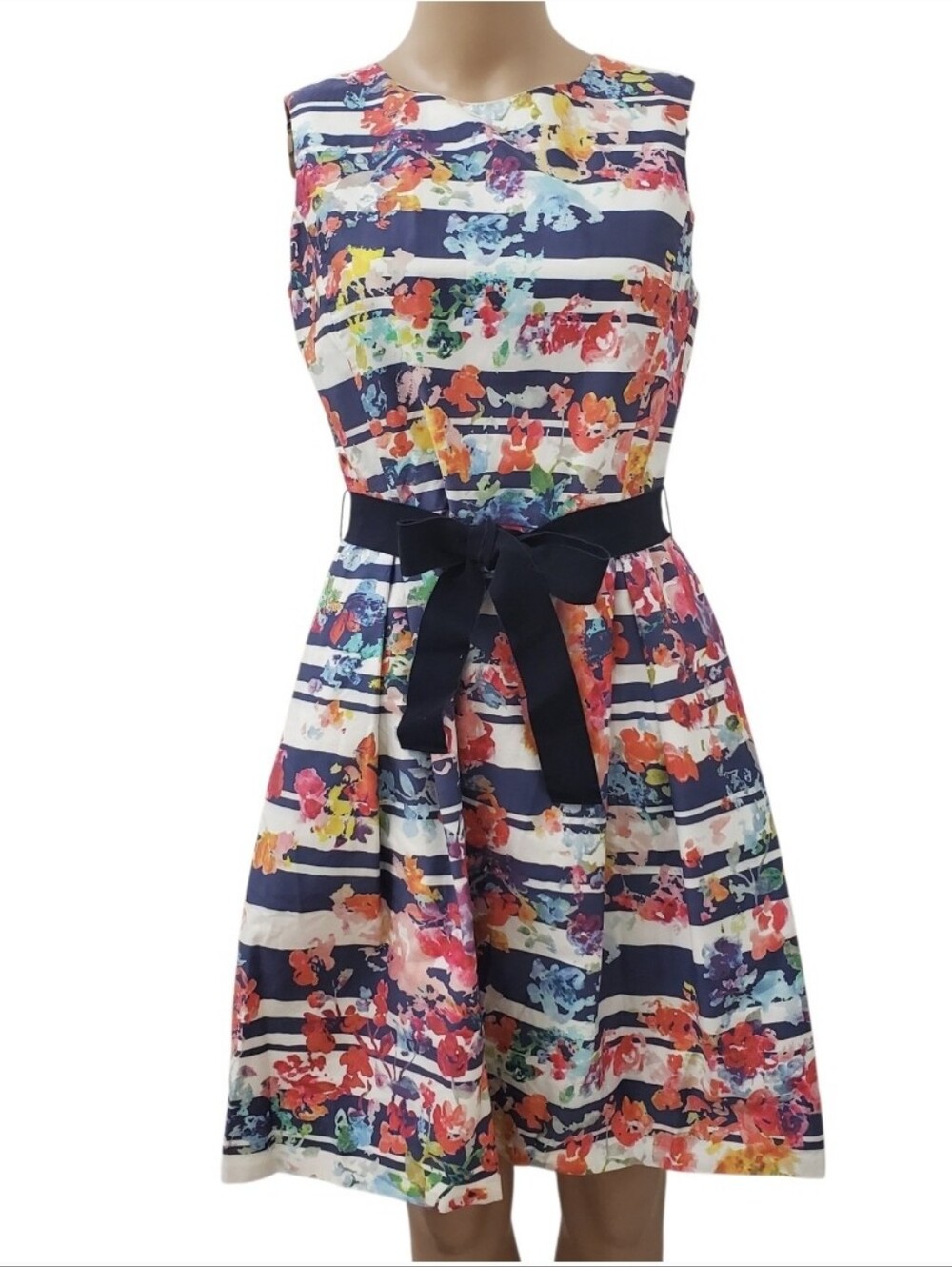 CH Floral Stripe Fit And Flare Tea Dress (US4)